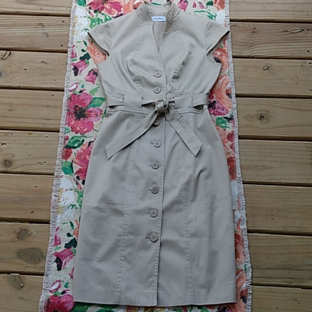 CALVIN KLEIN 2 PETITE TAN DRESS